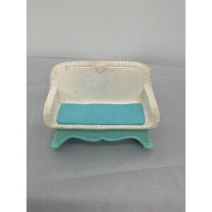 vintage 1993 Fisher-Price Loving Family Dollhouse blue glider wicker rocking sof
